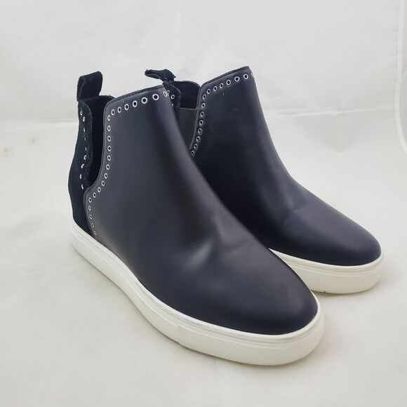 Chelsea & Violet Bootie Sneakers Women's 7.5 Black CV Milo Leather Slip On - Picture 1 of 10